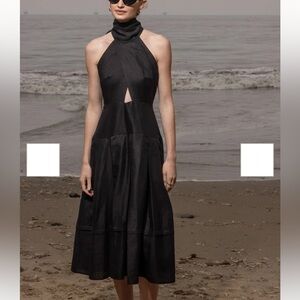 Heidi Merrick - Megan Markle dress - Elegant Black Sleeveless Halter Dress